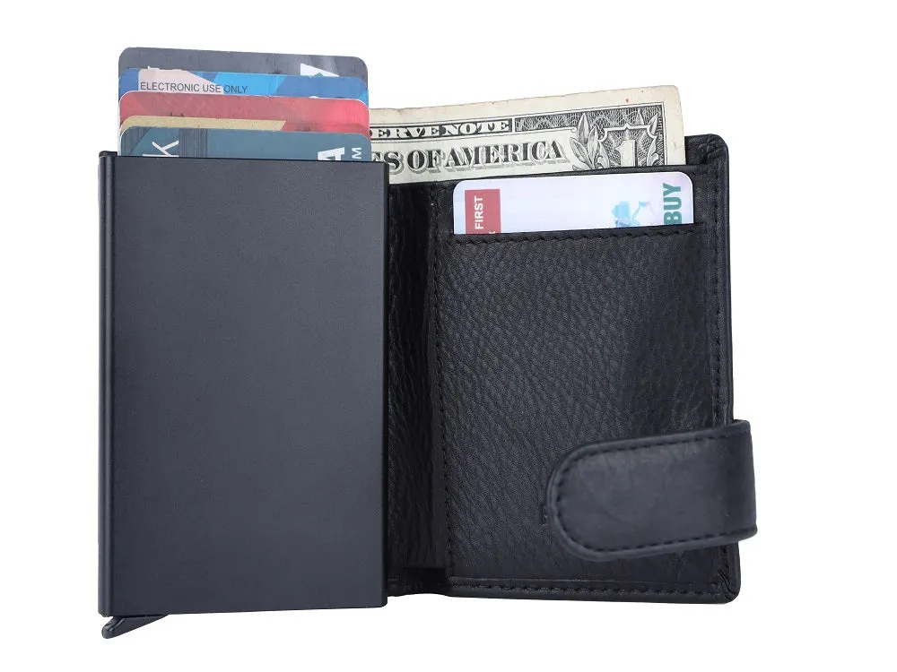 Smart Pop-Up Metallic Card Holder Wallet in Leather #4402