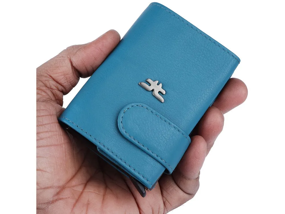 Smart Pop-Up Metallic Card Holder Wallet in Leather #4402