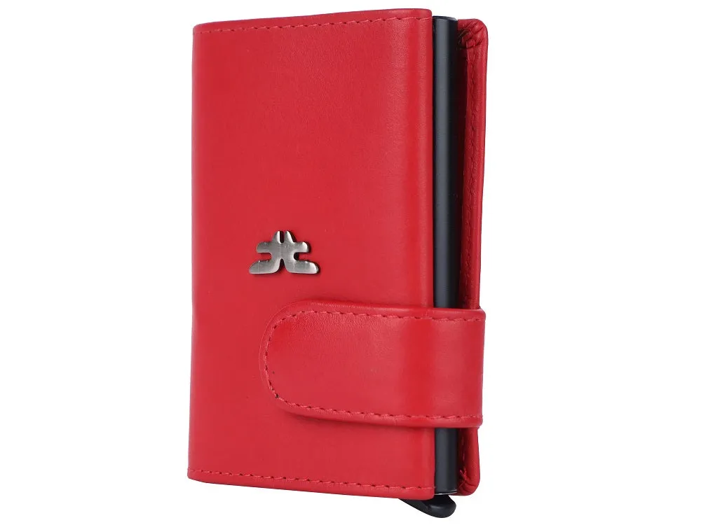 Smart Pop-Up Metallic Card Holder Wallet in Leather #4402