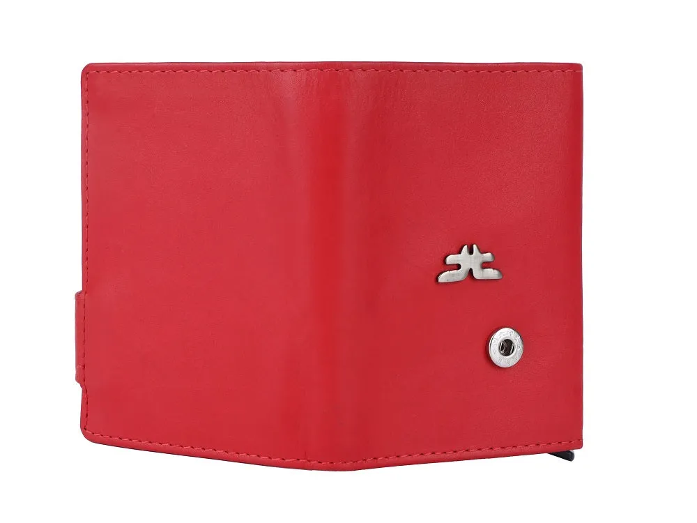 Smart Pop-Up Metallic Card Holder Wallet in Leather #4402