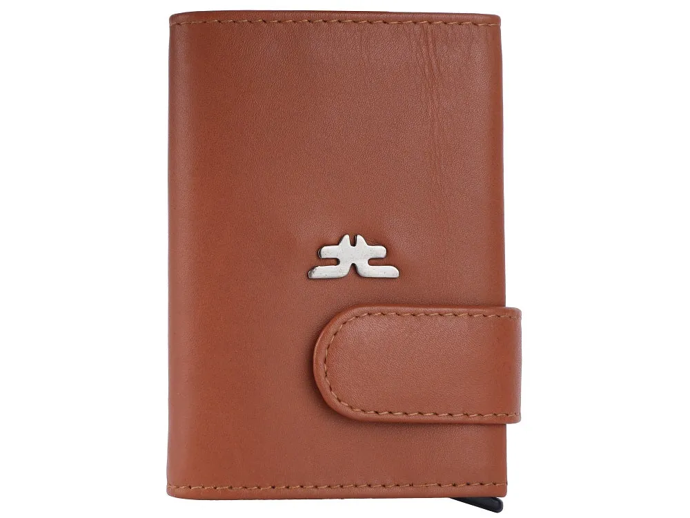 Smart Pop-Up Metallic Card Holder Wallet in Leather #4402
