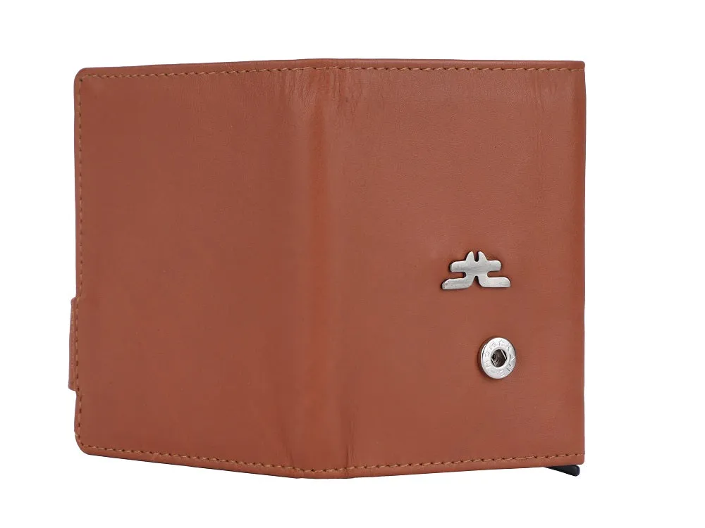 Smart Pop-Up Metallic Card Holder Wallet in Leather #4402