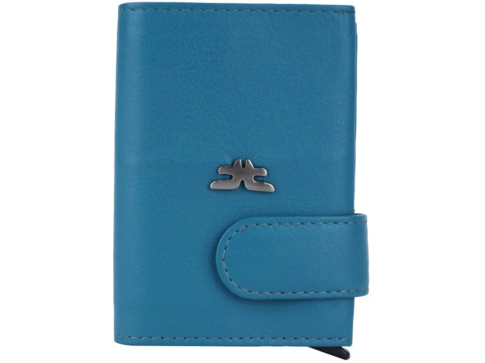 Smart Pop-Up Metallic Card Holder Wallet in Leather #4402