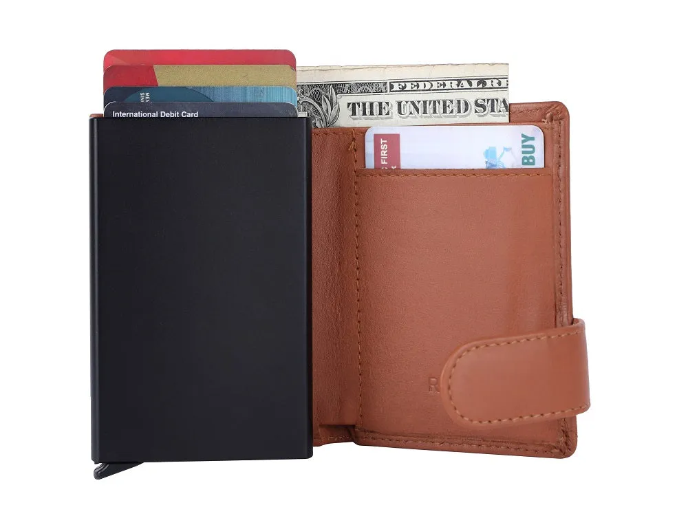Smart Pop-Up Metallic Card Holder Wallet in Leather #4402