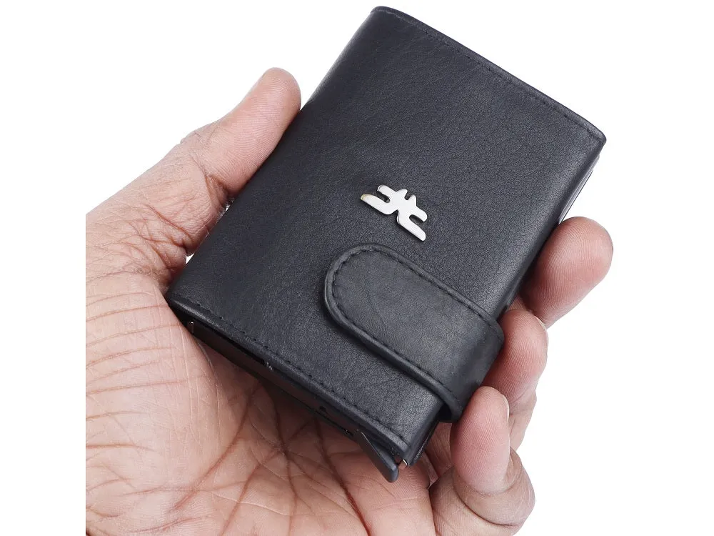 Smart Pop-Up Metallic Card Holder Wallet in Leather #4402
