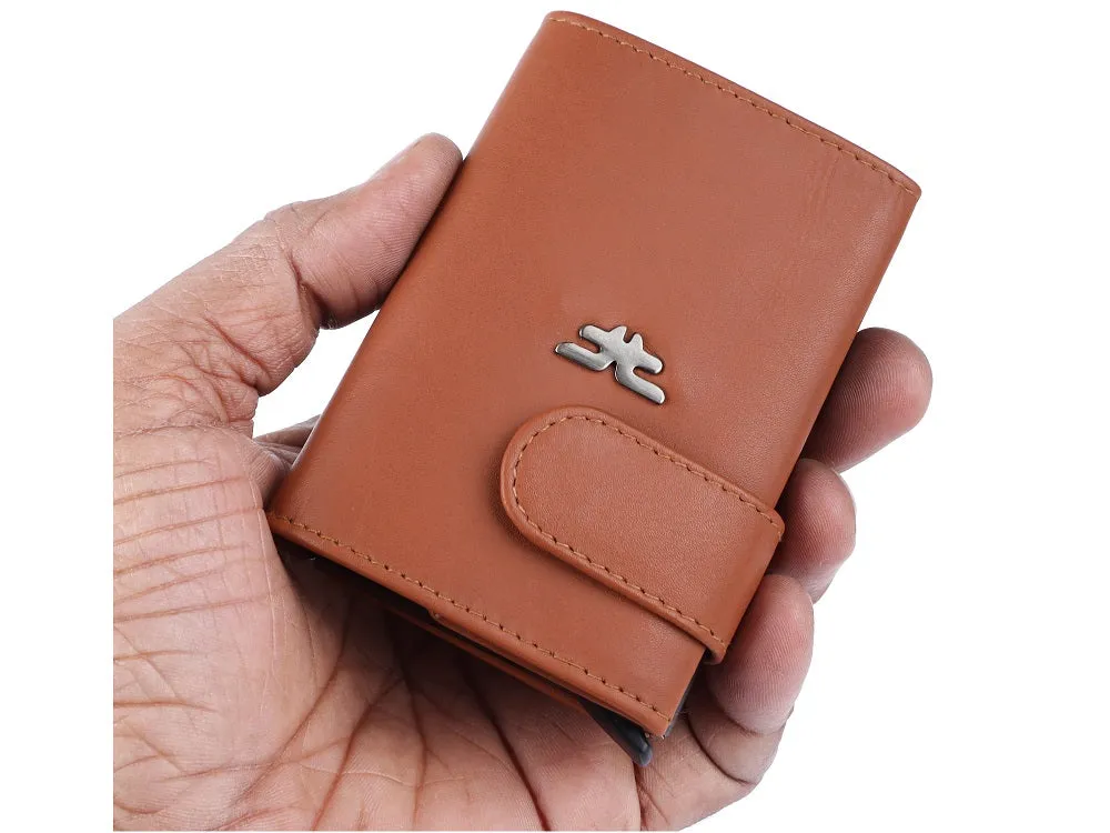Smart Pop-Up Metallic Card Holder Wallet in Leather #4402