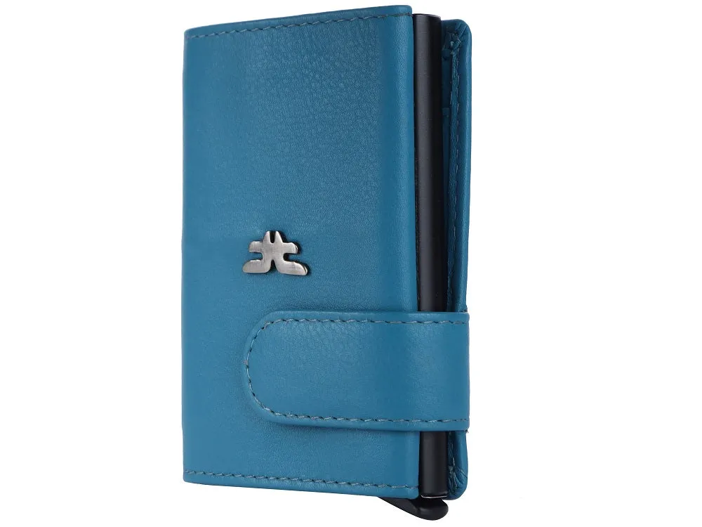 Smart Pop-Up Metallic Card Holder Wallet in Leather #4402