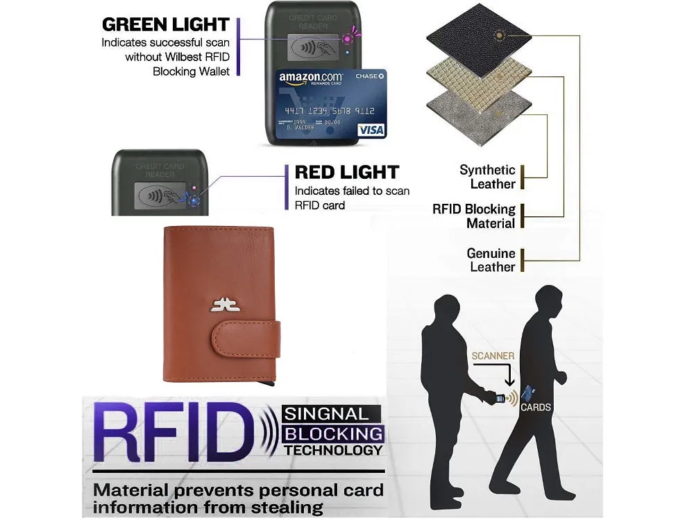 Smart Pop-Up Metallic Card Holder Wallet in Leather #4402