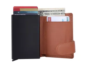 Smart Pop-Up Metallic Card Holder Wallet in Leather #4402