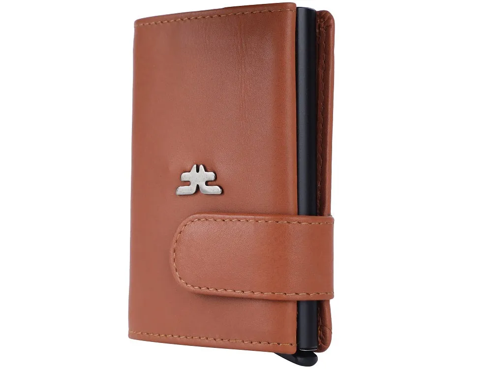Smart Pop-Up Metallic Card Holder Wallet in Leather #4402