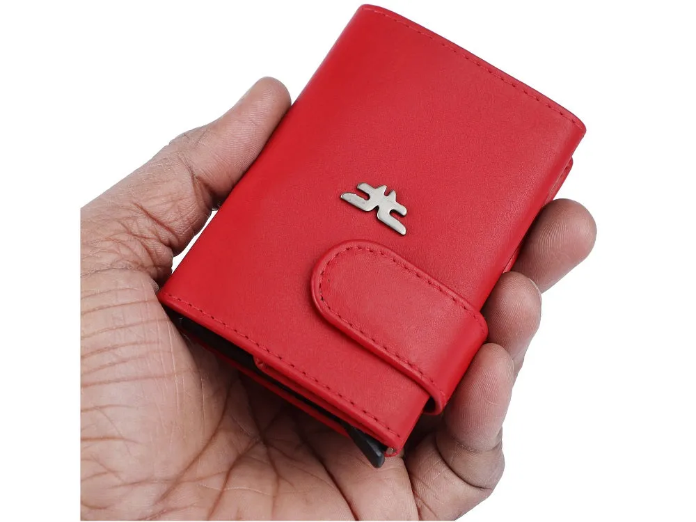 Smart Pop-Up Metallic Card Holder Wallet in Leather #4402
