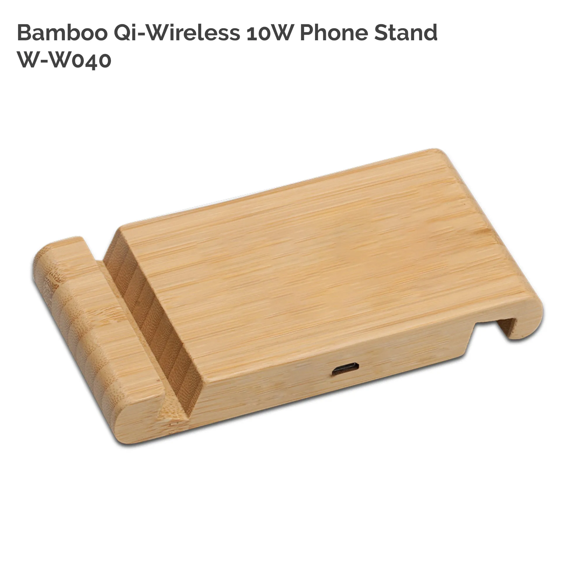 Solid Bamboo Pocket Phone Stand with Wireless Charger (BIGWOOD)