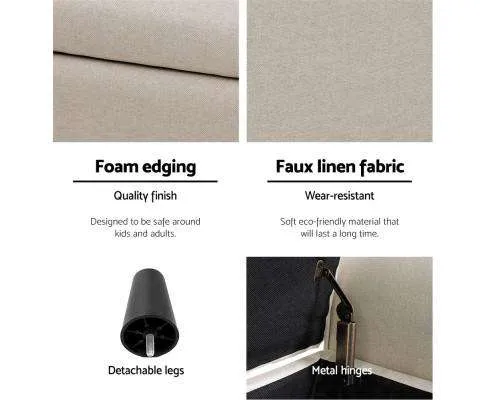 Storage Ottoman Blanket Box Linen Fabric Arm Foot Stool Couch Chest Large