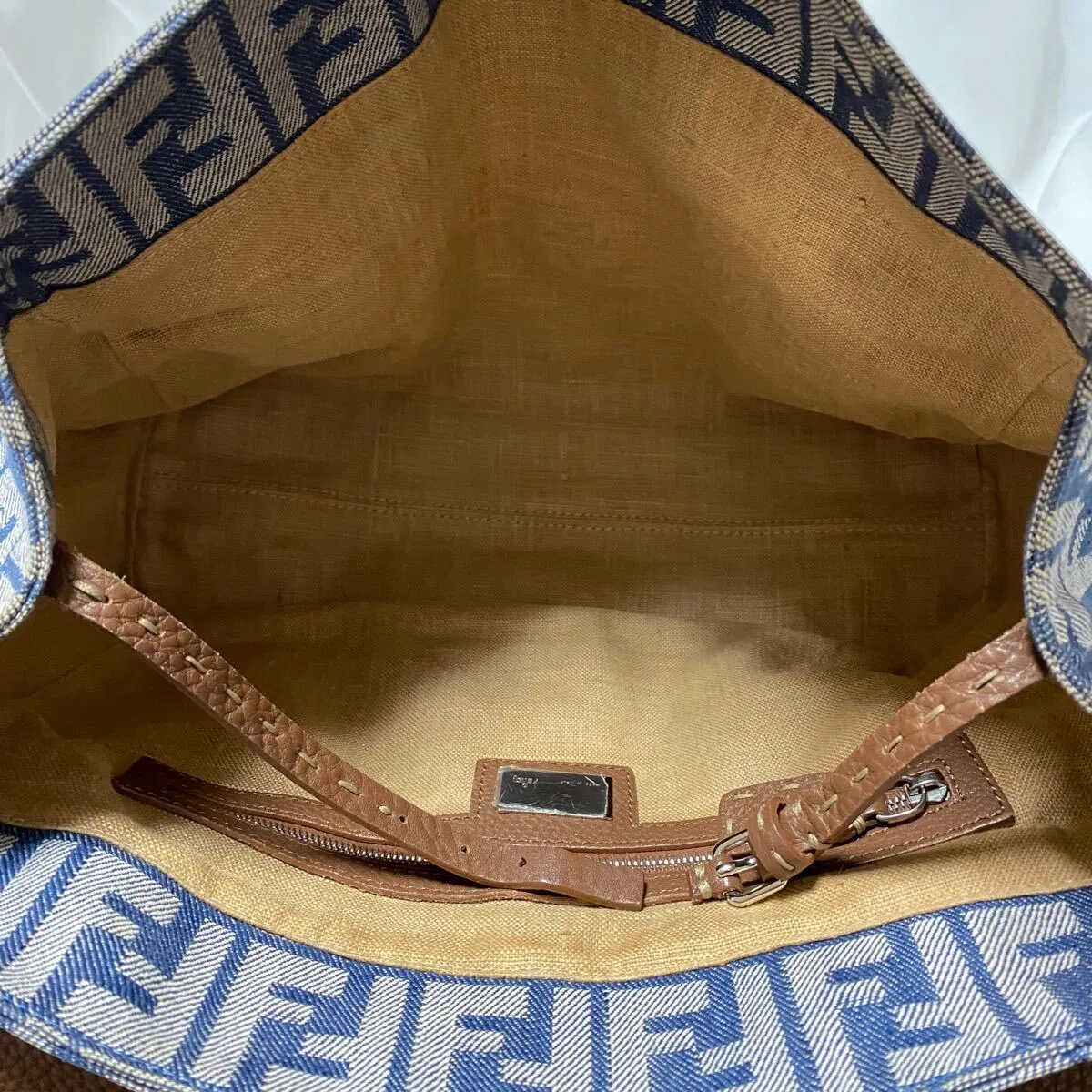 Stunning Vintage Fendi Denim Selleria Linda Zucca Handbag