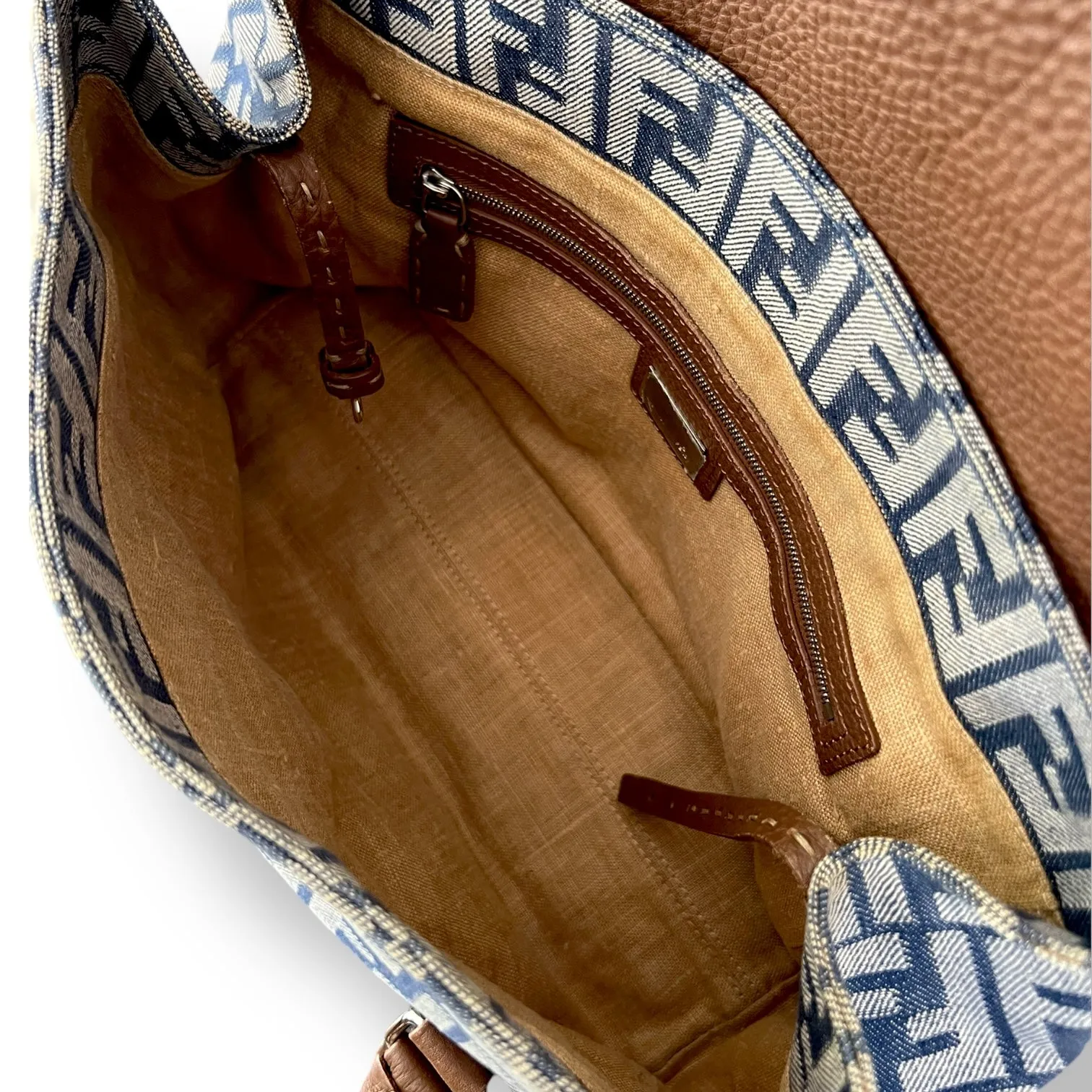 Stunning Vintage Fendi Denim Selleria Linda Zucca Handbag