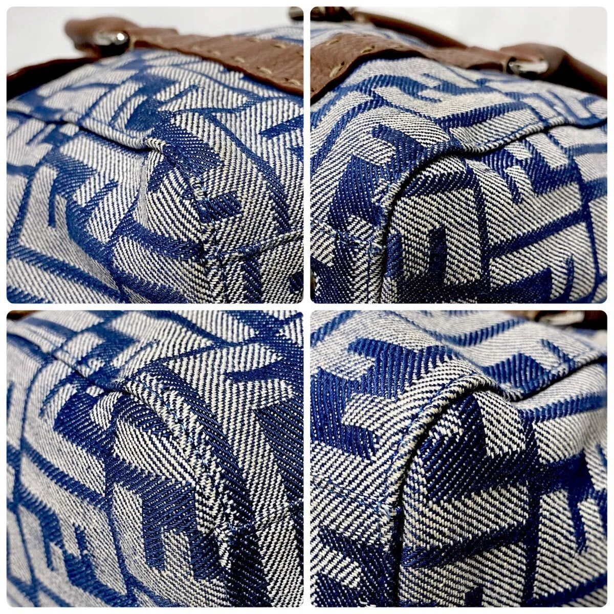 Stunning Vintage Fendi Denim Selleria Linda Zucca Handbag