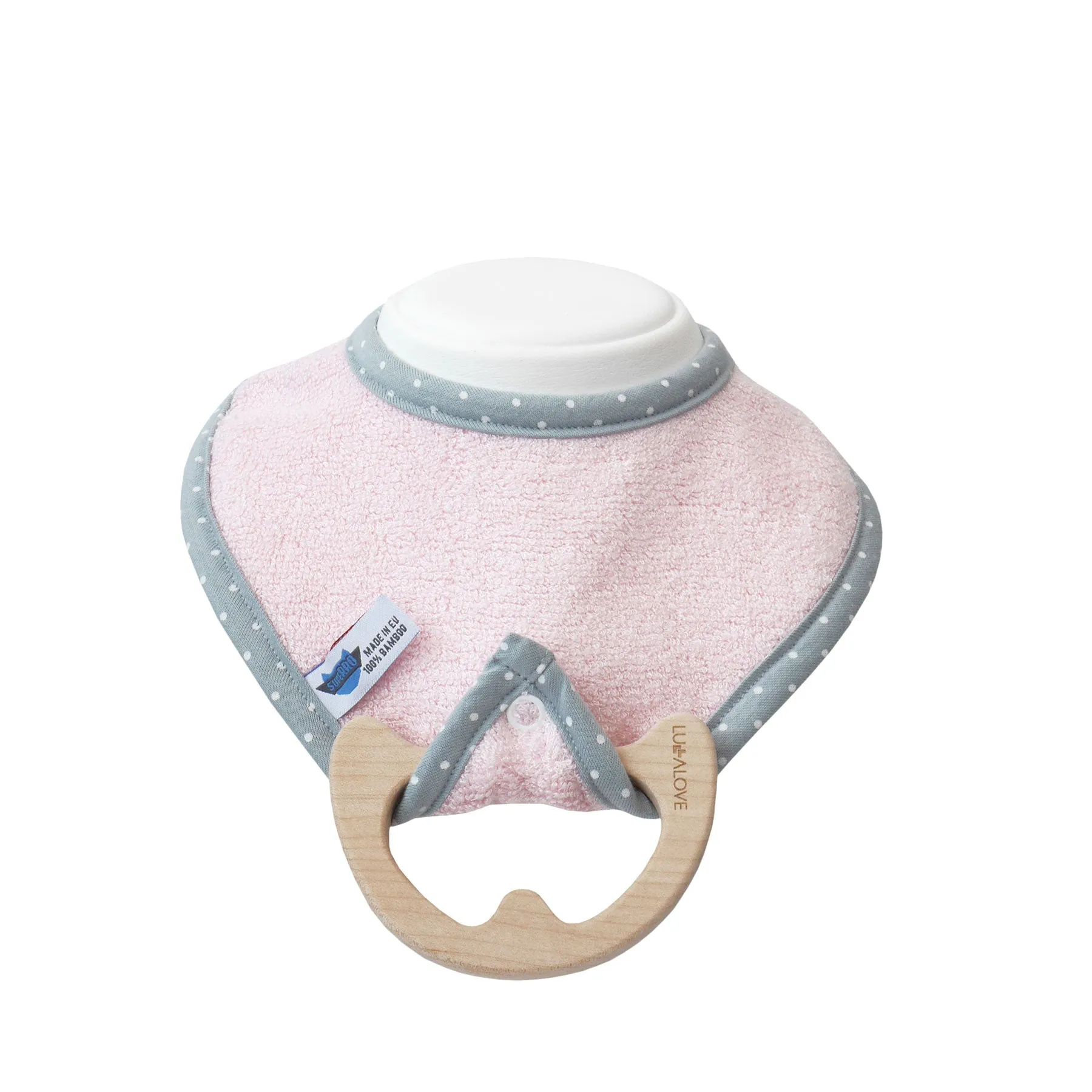 supeRRO baby bamboo bib with detachable maple teether