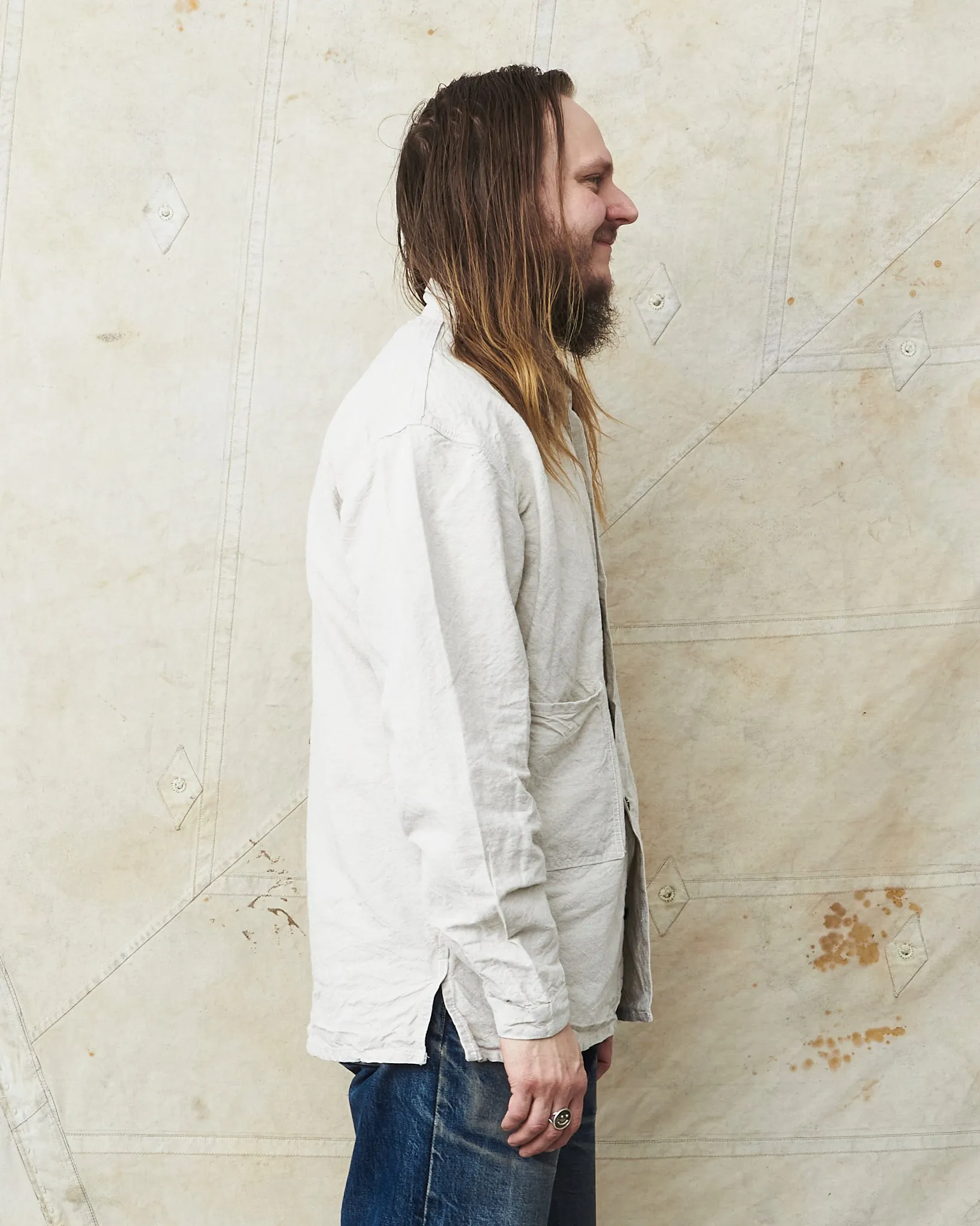 Tender 410 Three Pocket Square Tail Shirt Rinse Cotton & Linen