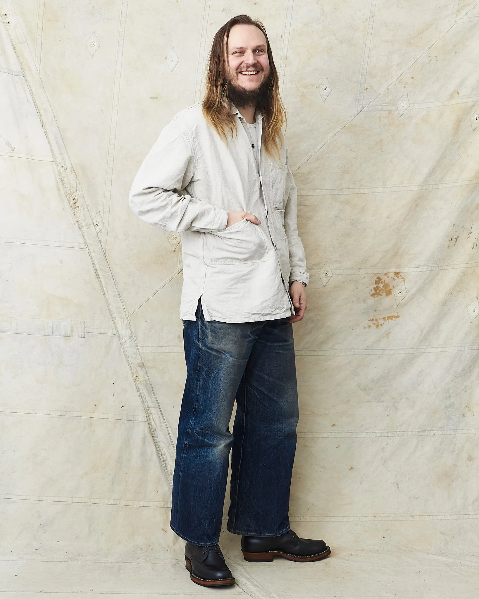 Tender 410 Three Pocket Square Tail Shirt Rinse Cotton & Linen