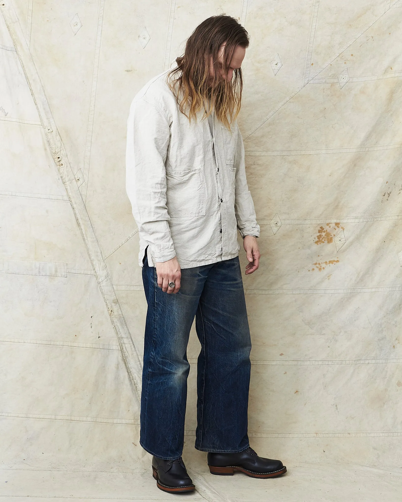 Tender 410 Three Pocket Square Tail Shirt Rinse Cotton & Linen
