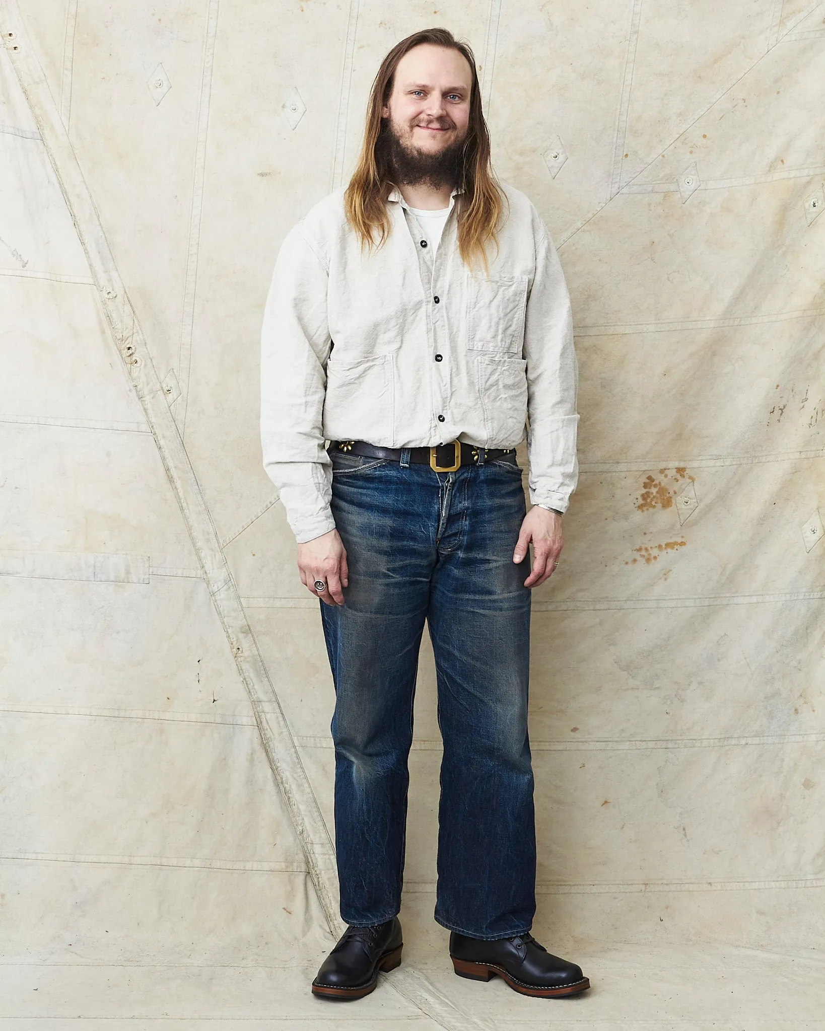 Tender 410 Three Pocket Square Tail Shirt Rinse Cotton & Linen