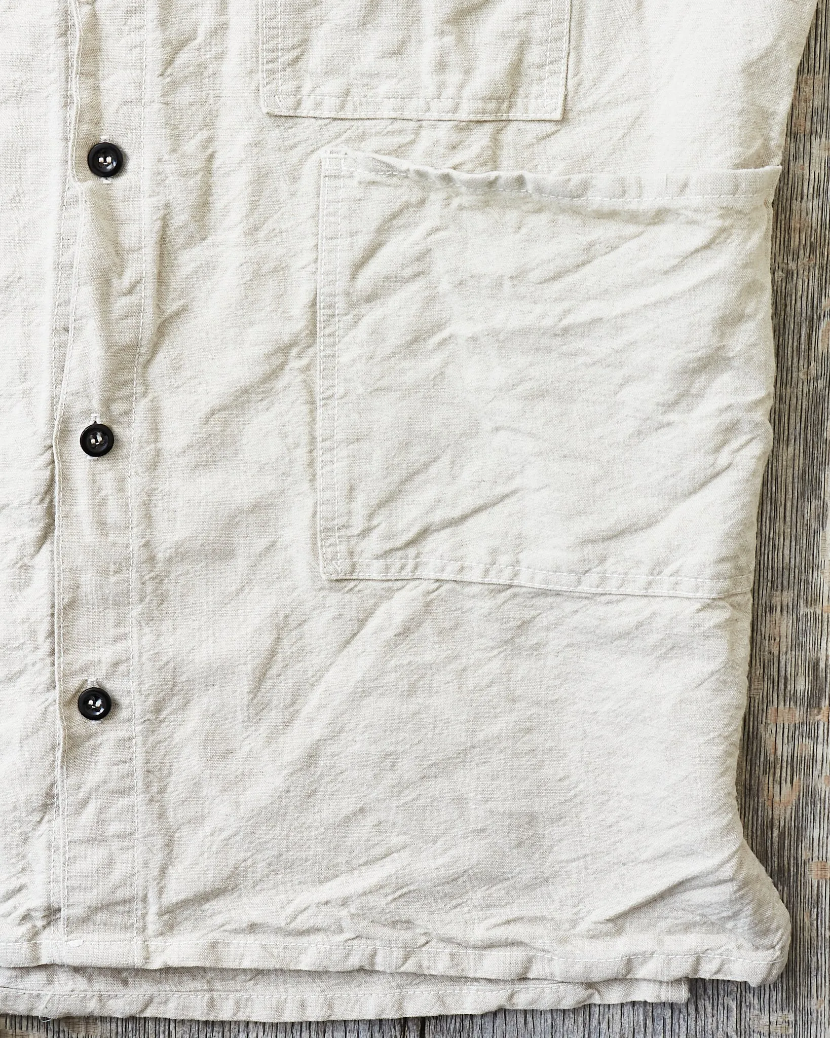 Tender 410 Three Pocket Square Tail Shirt Rinse Cotton & Linen