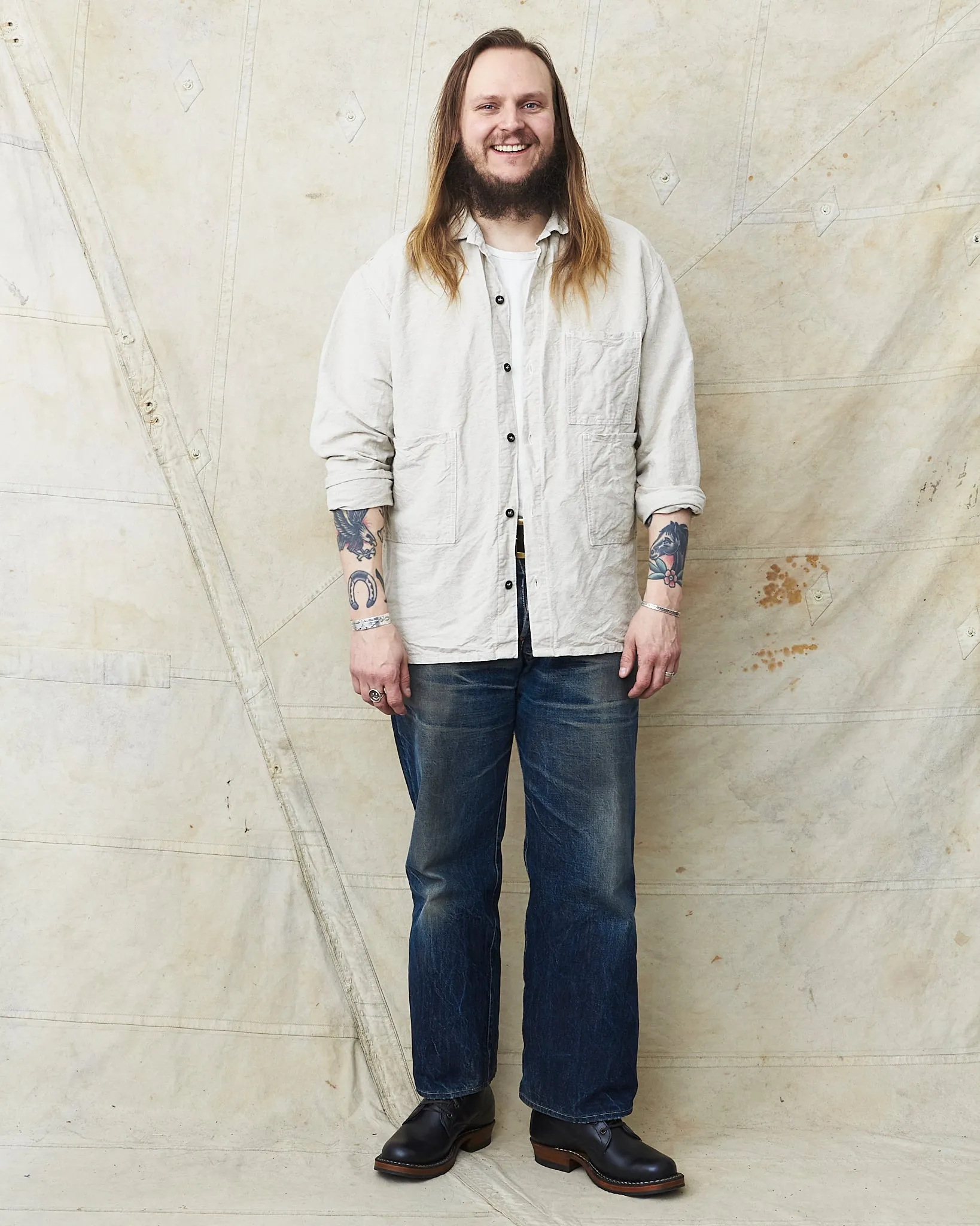 Tender 410 Three Pocket Square Tail Shirt Rinse Cotton & Linen