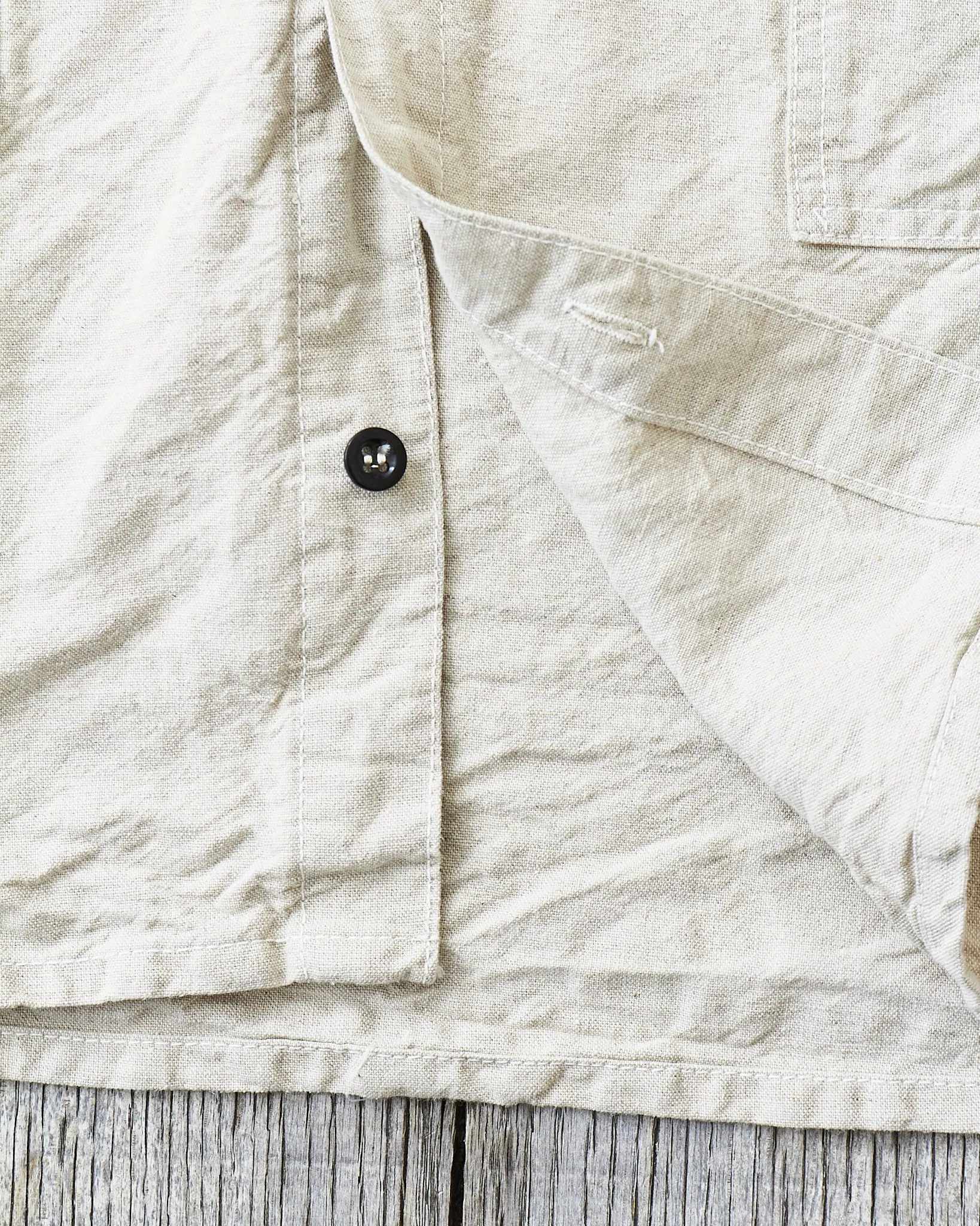Tender 410 Three Pocket Square Tail Shirt Rinse Cotton & Linen