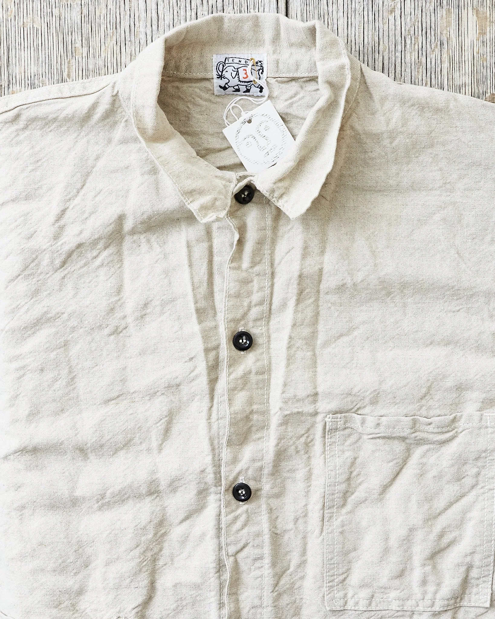 Tender 410 Three Pocket Square Tail Shirt Rinse Cotton & Linen