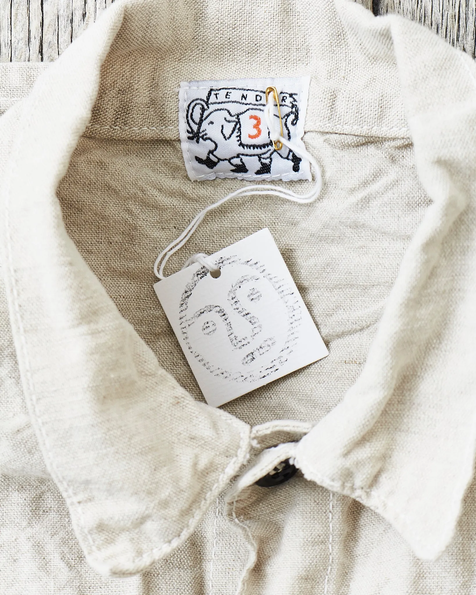 Tender 410 Three Pocket Square Tail Shirt Rinse Cotton & Linen