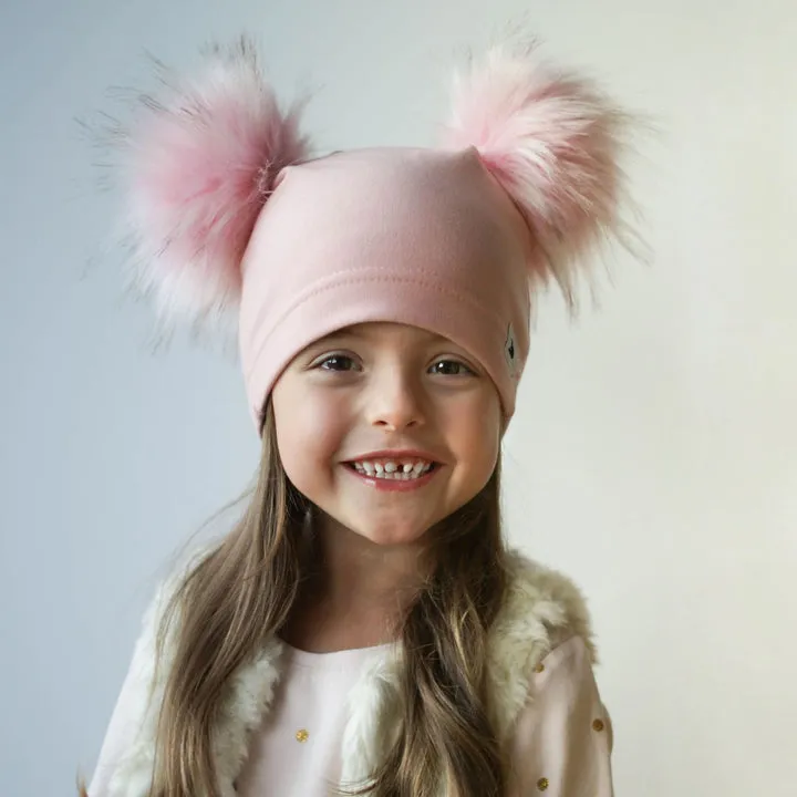 The Double Pom Beanie - made in Canada Blush Pom