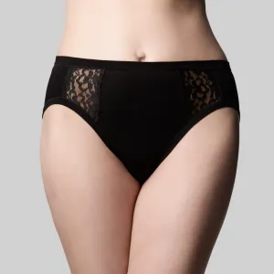 The Knicker Bamboo & Lace Hi-Cut Brief Black