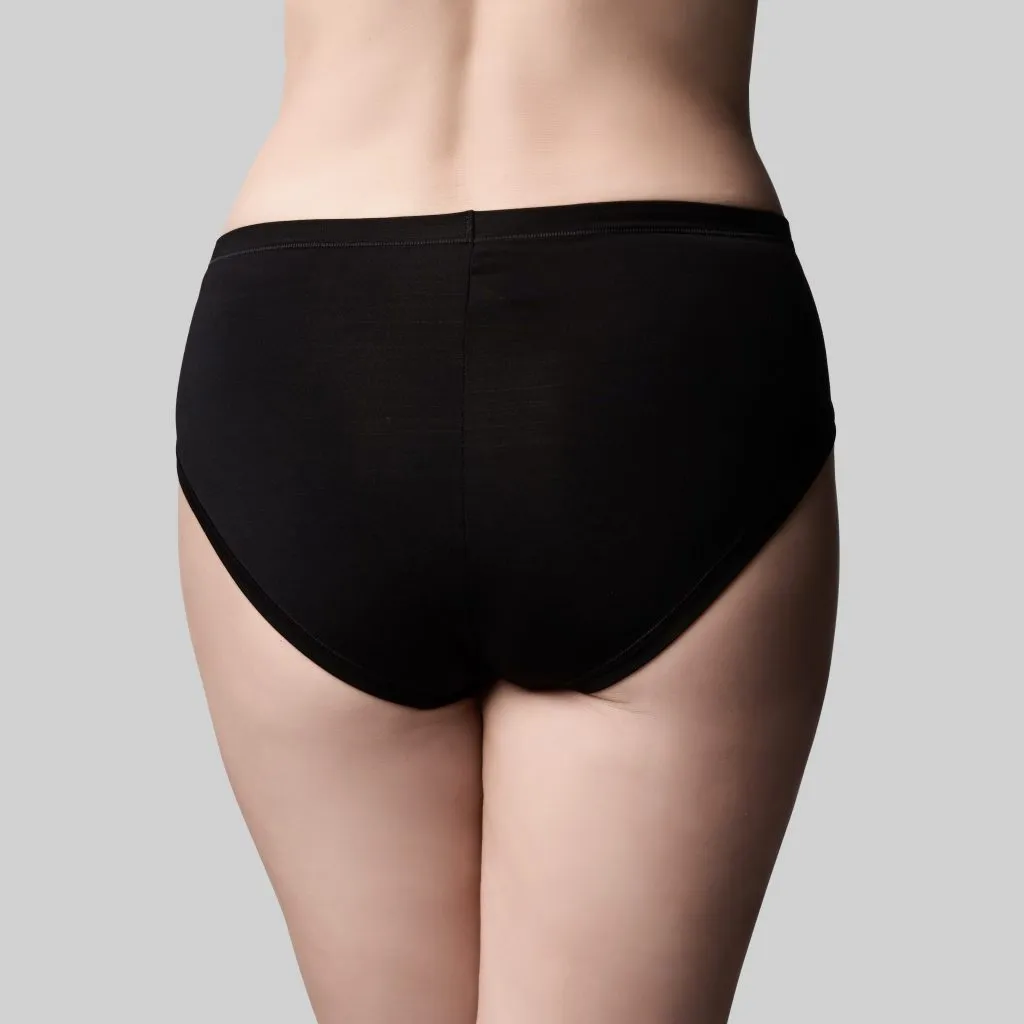 The Knicker Bamboo & Lace Hi-Cut Brief Black