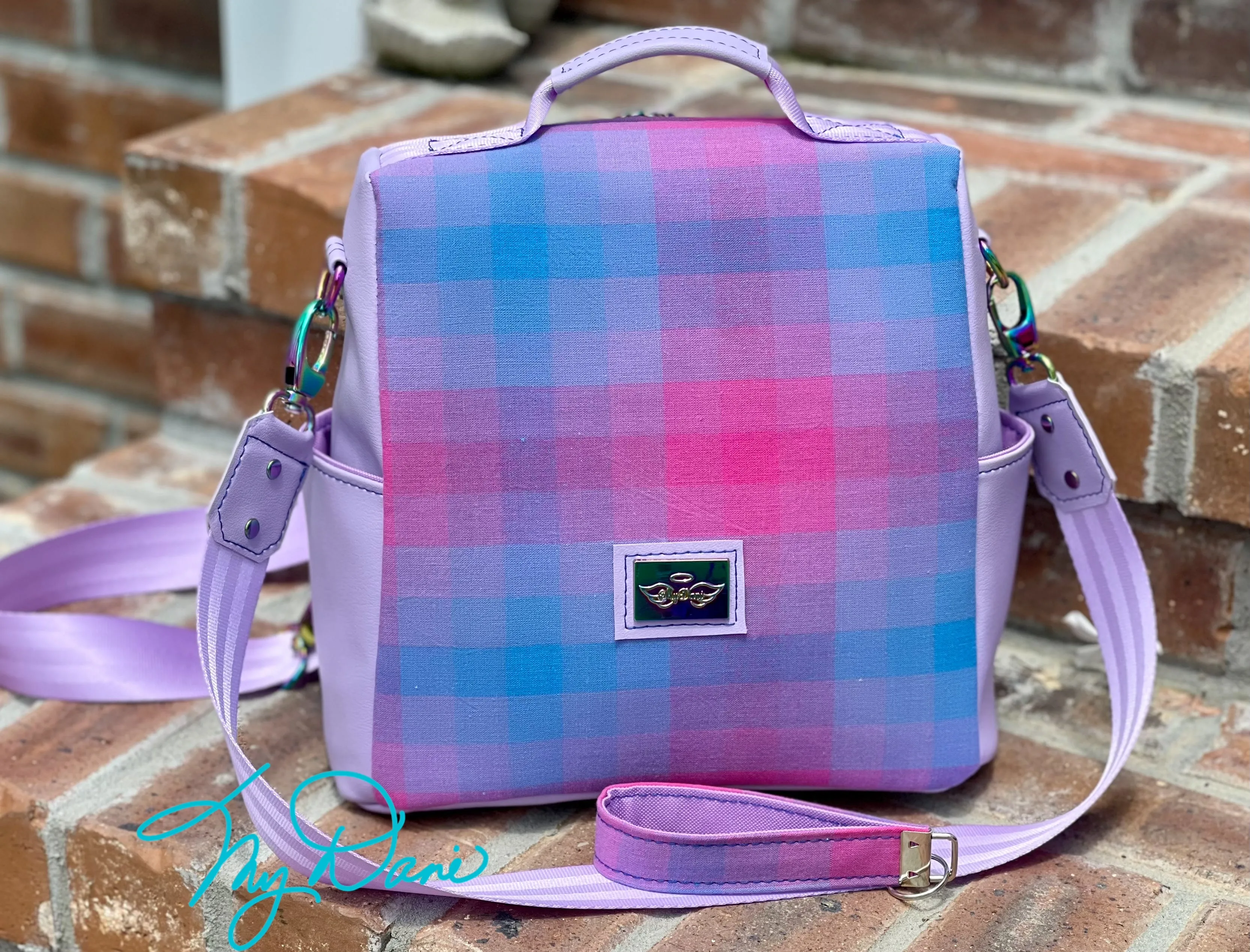 The Mini Guardian Anti-Theft Backpack in Purple Plaid