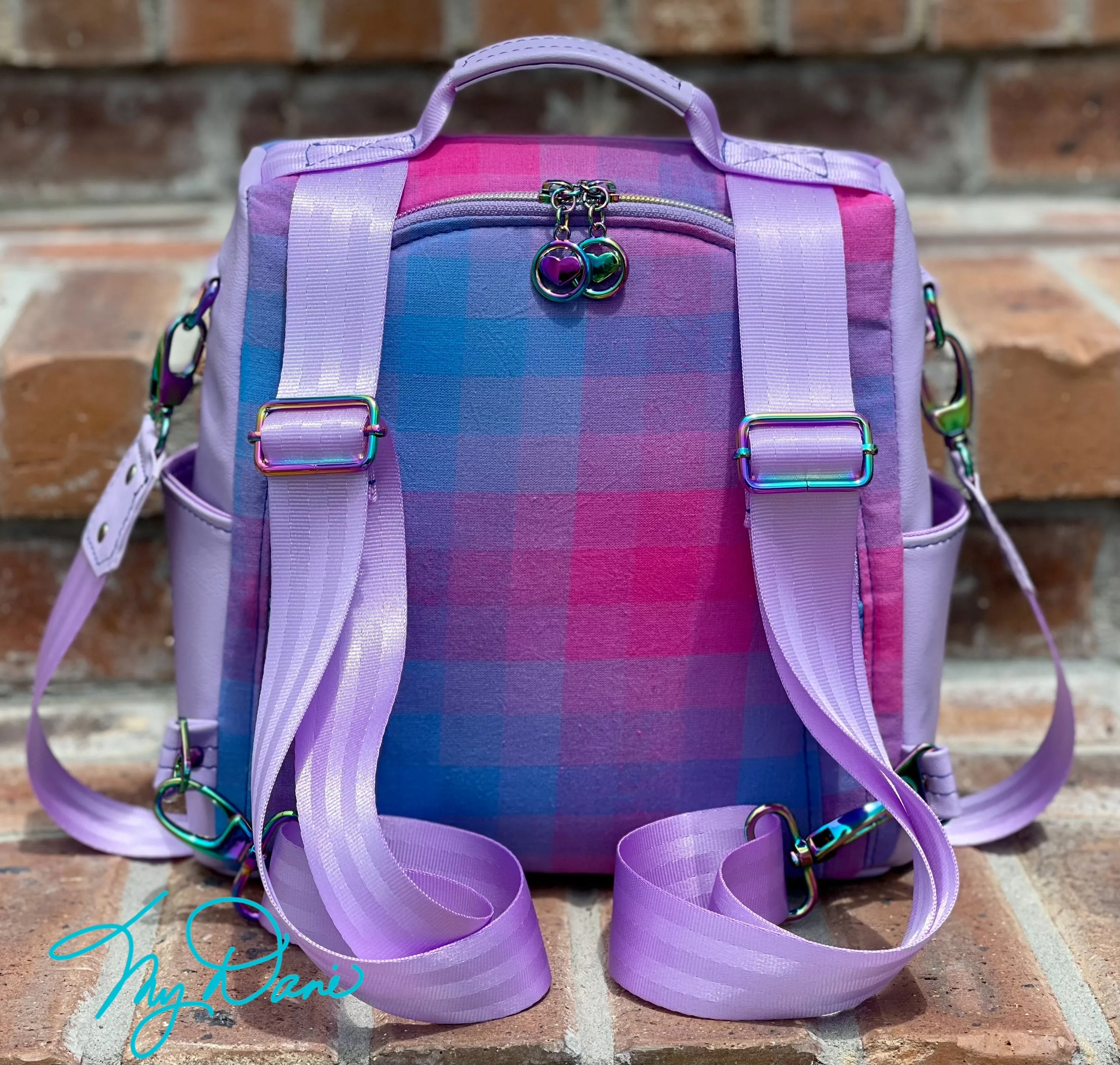 The Mini Guardian Anti-Theft Backpack in Purple Plaid