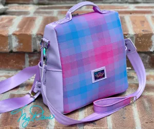 The Mini Guardian Anti-Theft Backpack in Purple Plaid