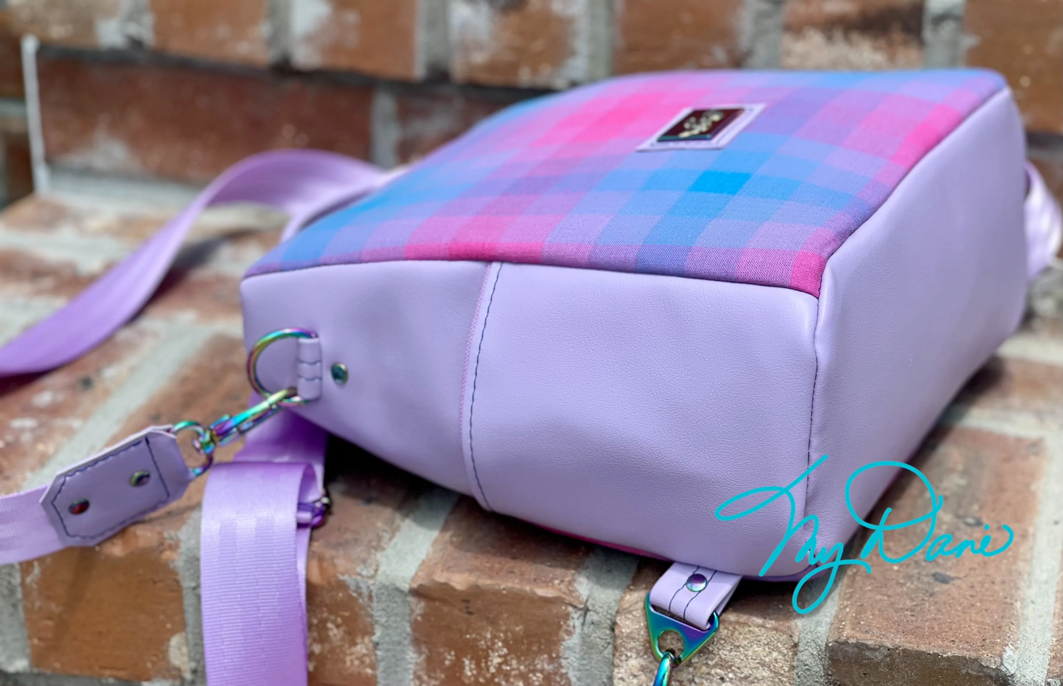 The Mini Guardian Anti-Theft Backpack in Purple Plaid