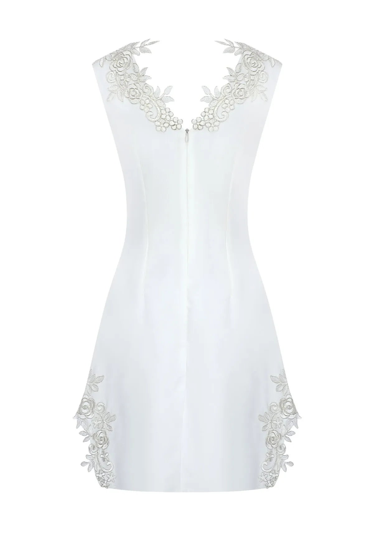 The White Silver Rose Embroidered Dress