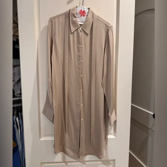 Theory silk shirt dress with detachable tie