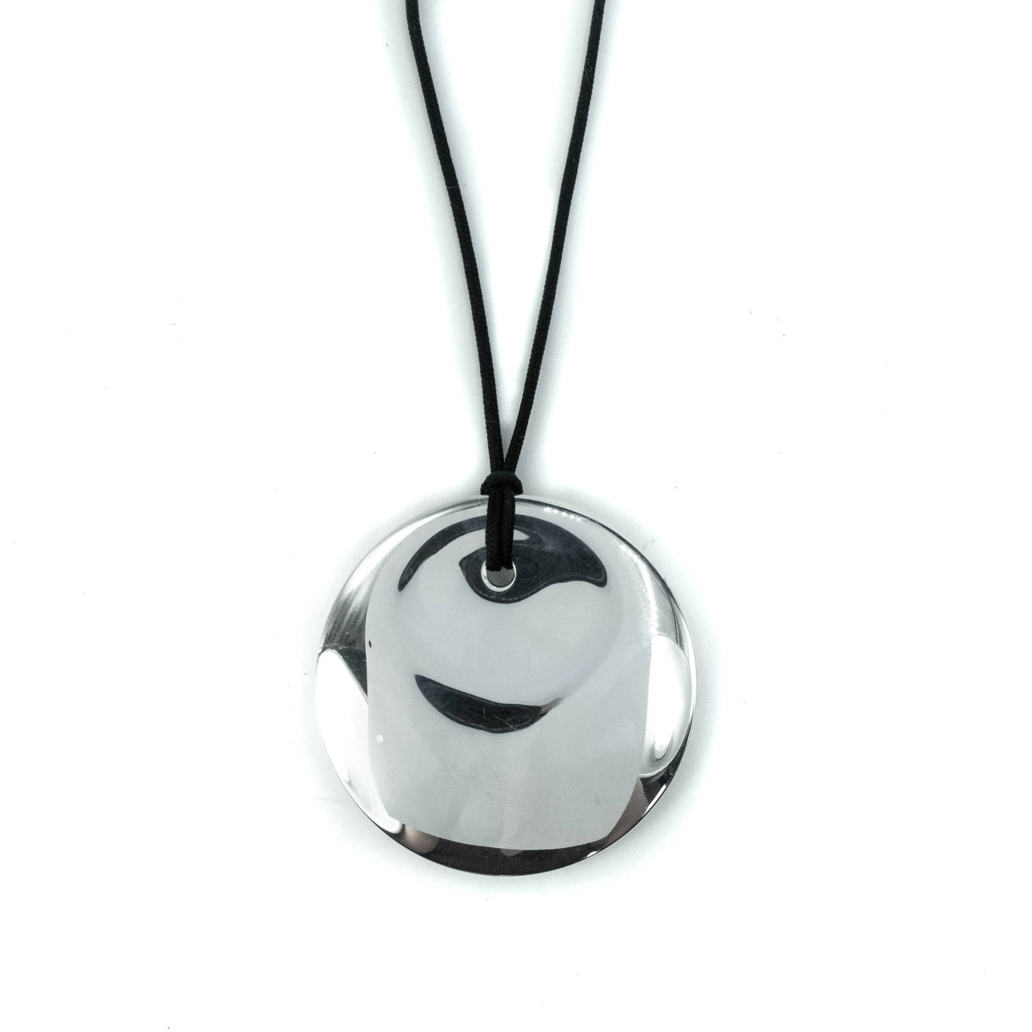 Tiffany & Co Elsa Peretti Large Silver Disc 50mm Pendant Necklace (Cord)