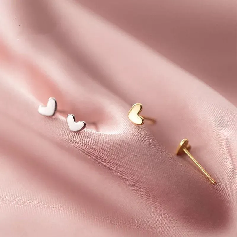 Tiny Heart Stud Earrings-SS006