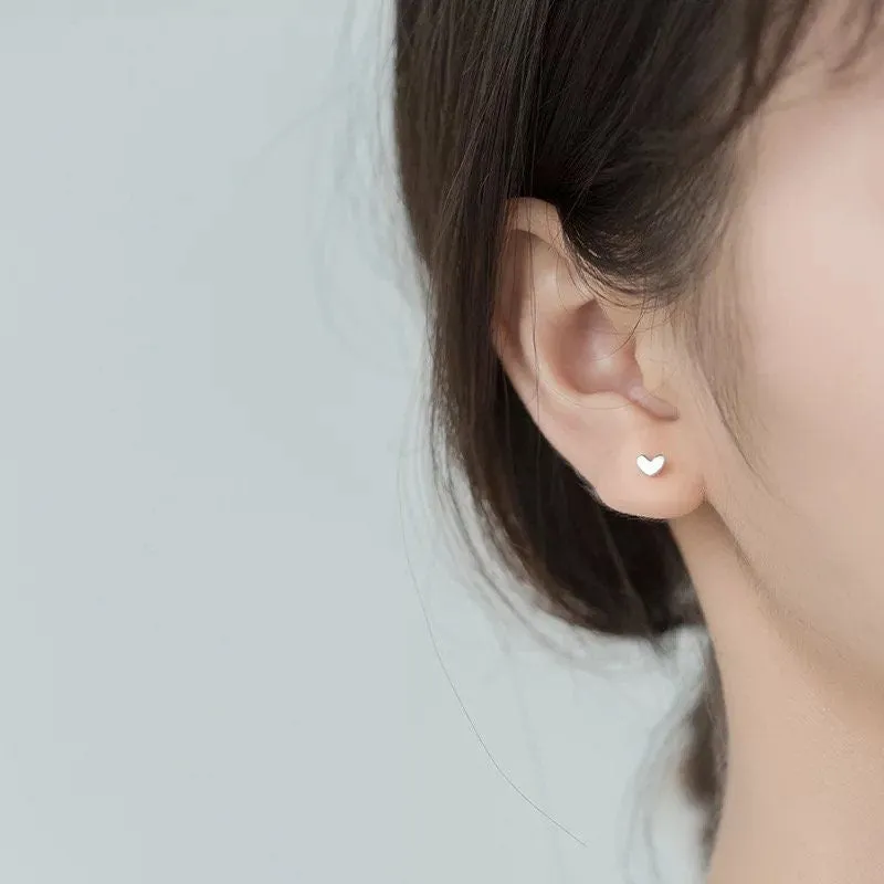 Tiny Heart Stud Earrings-SS006