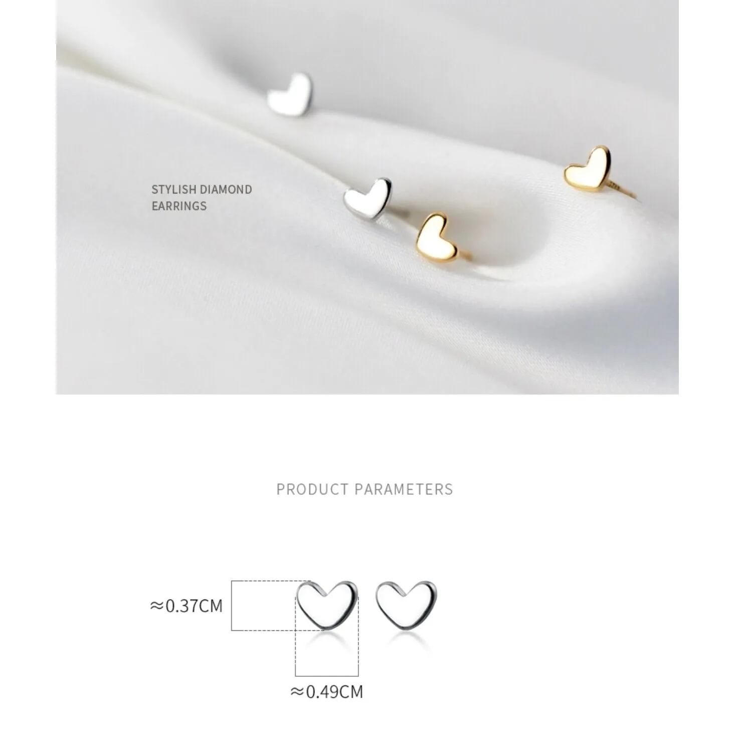 Tiny Heart Stud Earrings-SS006