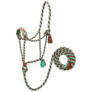 TK35800-50-AVG-Brn/Grn Halter Ecoluxe Rope w/Lead Average