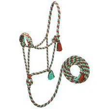 TK35800-50-AVG-Brn/Grn Halter Ecoluxe Rope w/Lead Average