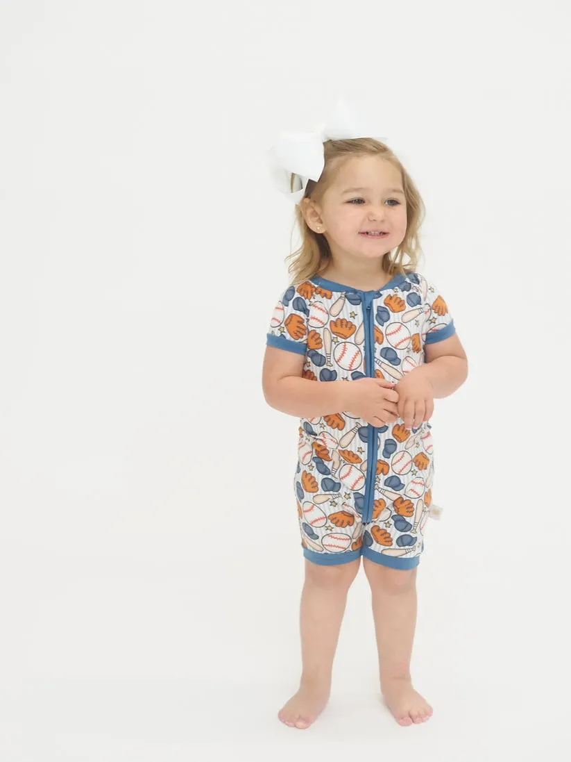 Toast   Jams Batter Up Shorty Zipper Romper