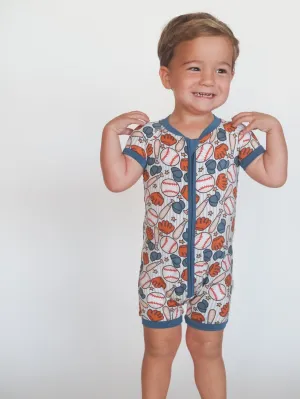 Toast   Jams Batter Up Shorty Zipper Romper