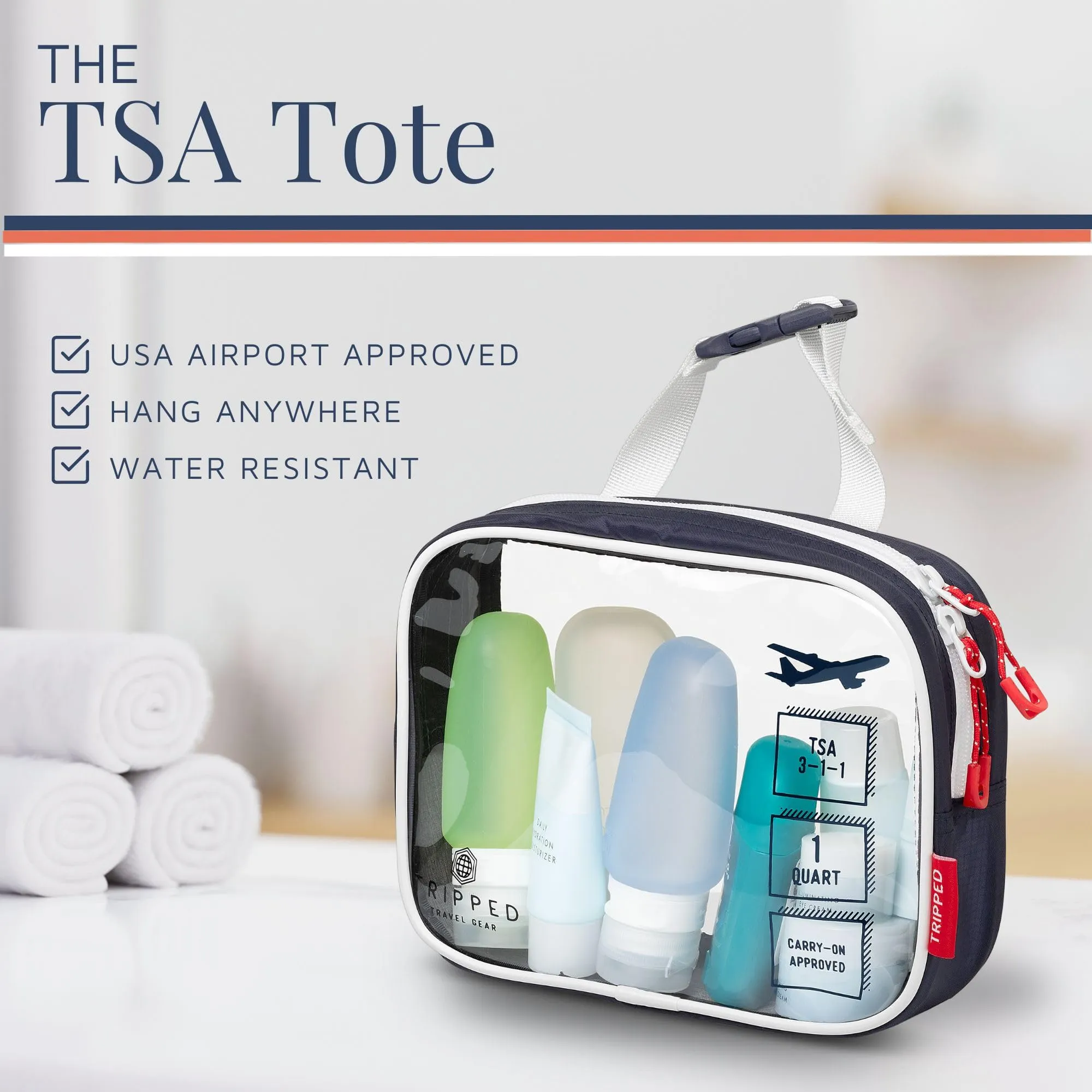Toiletry Bag Kit Set: Hanging Travel Toiletry Bag   311 TSA Cosmetic Liquid Bag   Ultralight Accessory Organizer Pouch (Navy Ripstop)