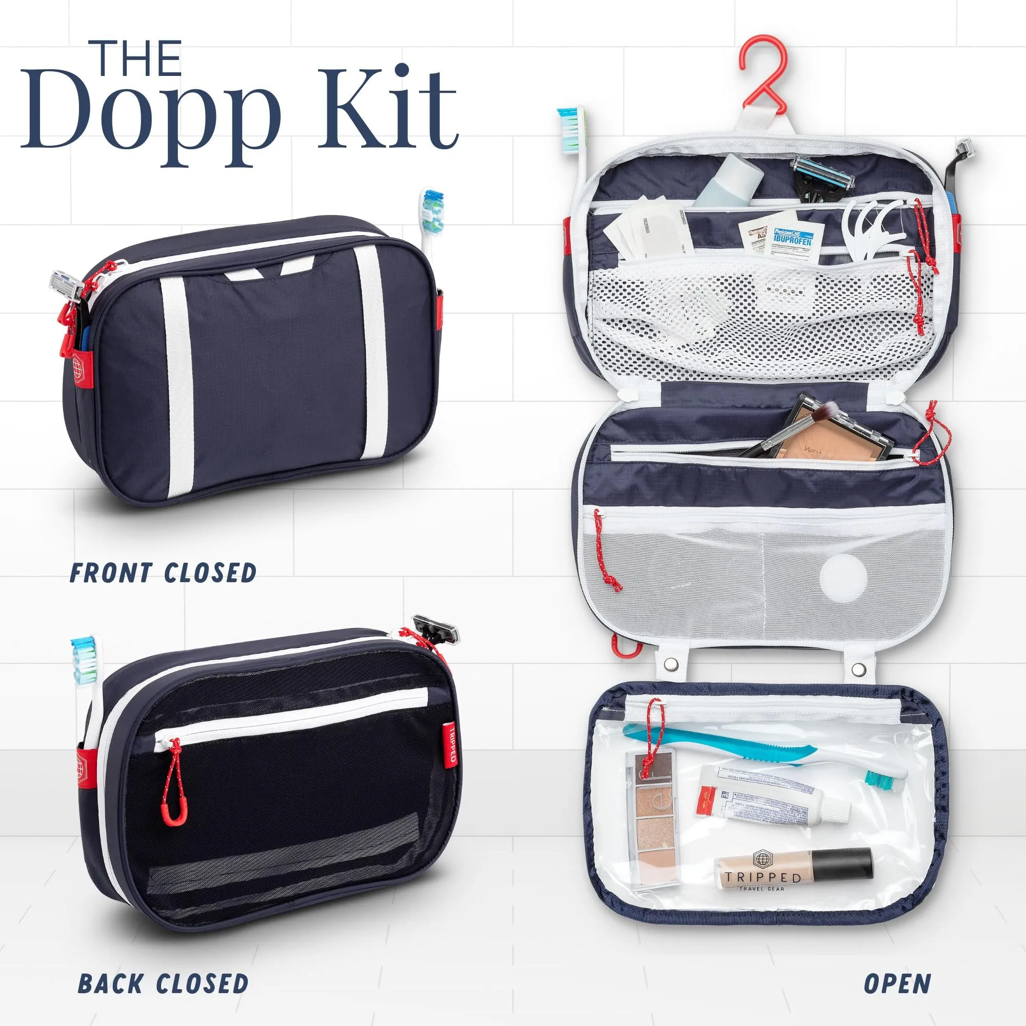 Toiletry Bag Kit Set: Hanging Travel Toiletry Bag   311 TSA Cosmetic Liquid Bag   Ultralight Accessory Organizer Pouch (Navy Ripstop)