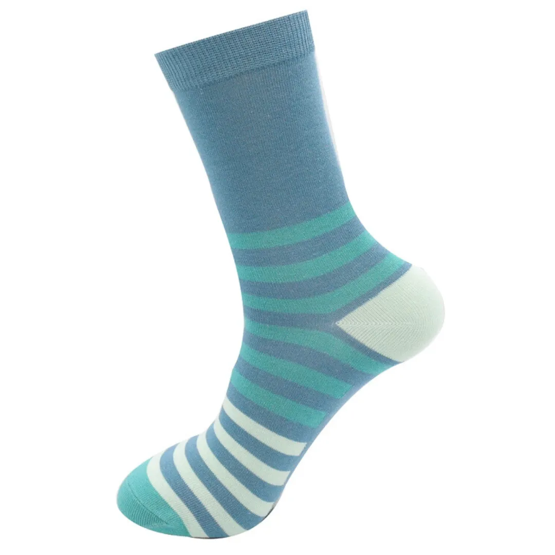 Tonal Stripes Bamboo Socks in Denim  by Miss Sparrow, Size UK 4-7